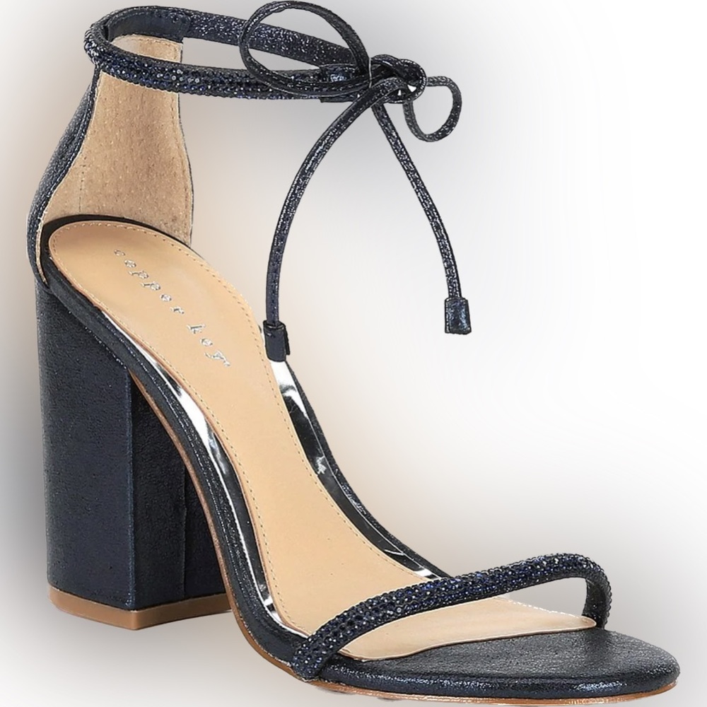 Copper Key Rhinestone Suede Heels Sandals